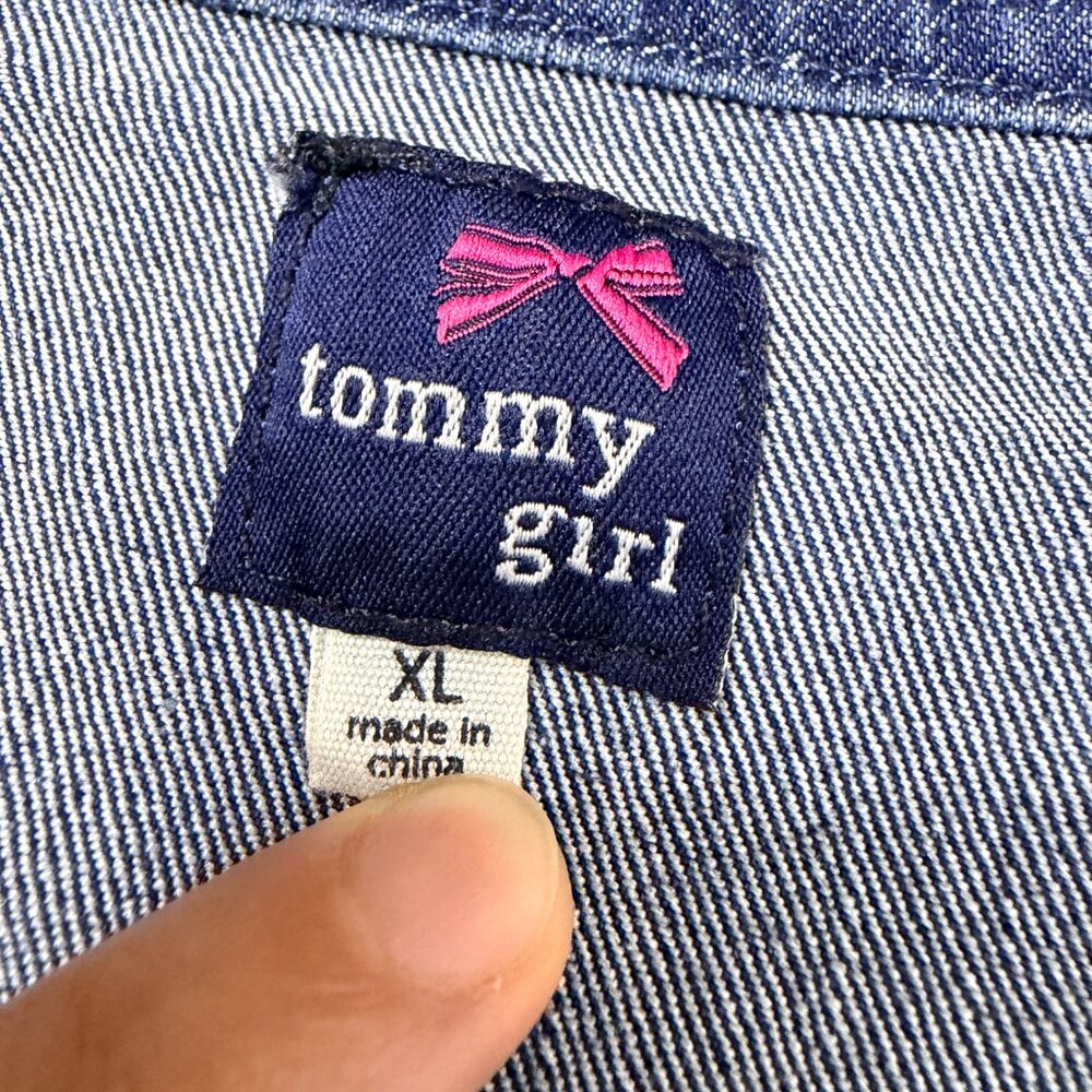 Tommy Hilfiger Tommy Girl Ruffle Denim Jacket Women’s M-L Jean Coat - Picture 9 of 11